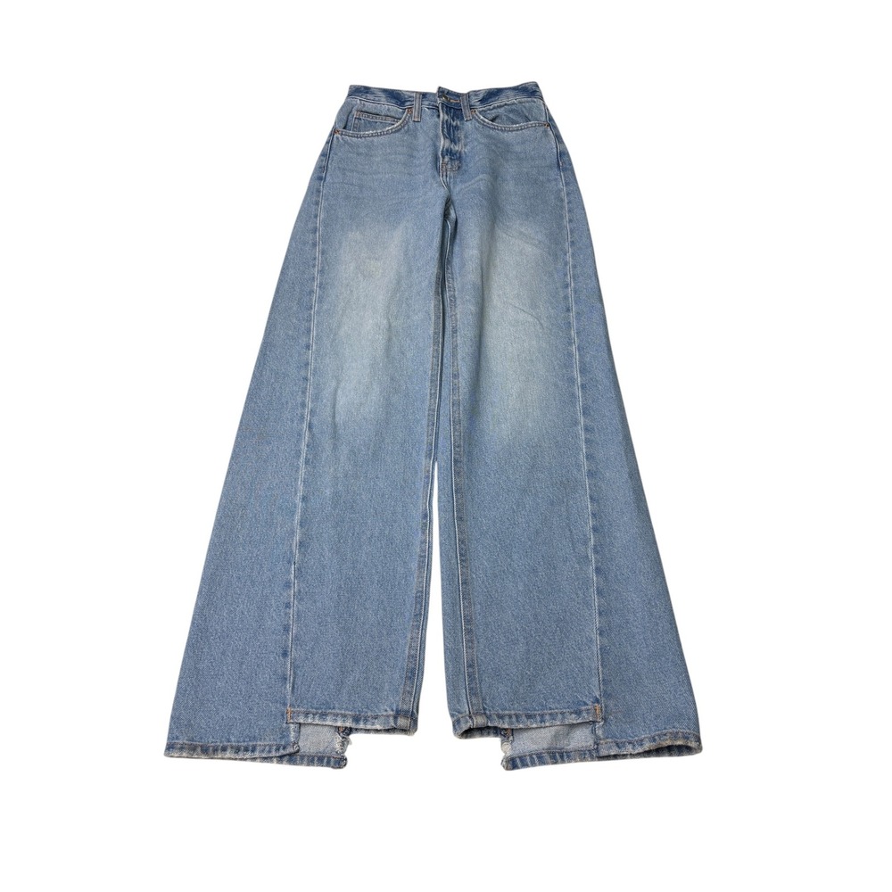 Oak + Fort Wide Leg Organic Cotton Jeans Light Wash Blue Womens Size 25X30